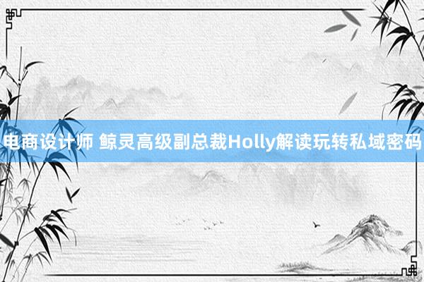 电商设计师 鲸灵高级副总裁Holly解读玩转私域密码