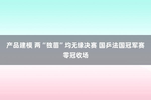 产品建模 两“独苗”均无缘决赛 国乒法国冠军赛零冠收场